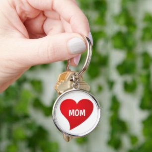 Mom red big heart cute modern graphic chic keychain