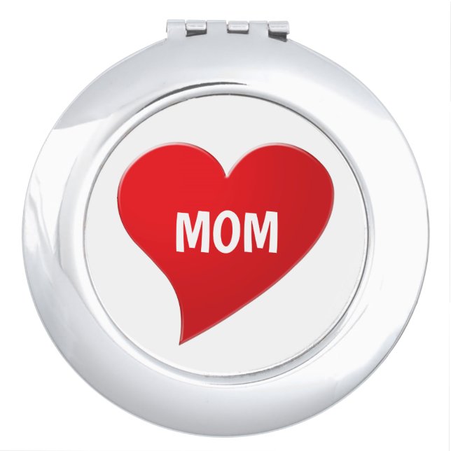 Mom red big heart cute modern graphic stylish chic compact mirror (Front)
