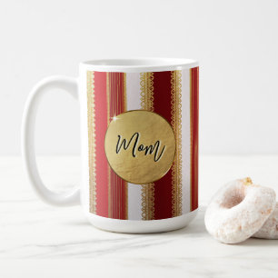 Mom Red Bougie Stripes Personalized Coffee Mug