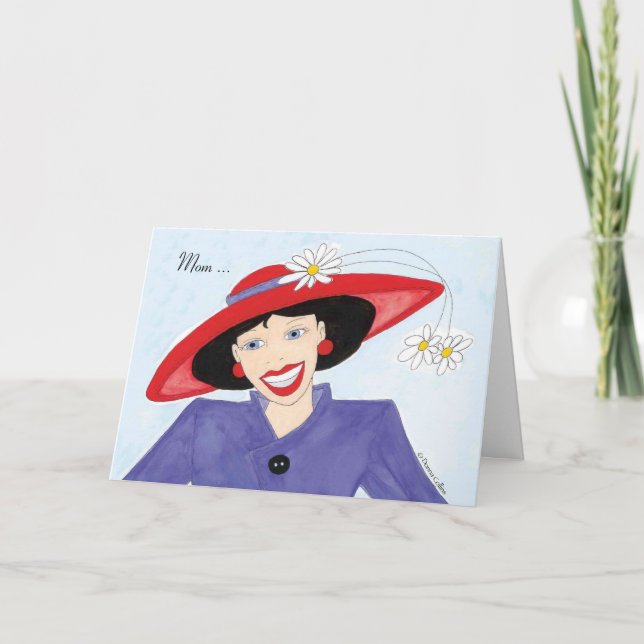 Mom Red Hat Birthday Card (Front)