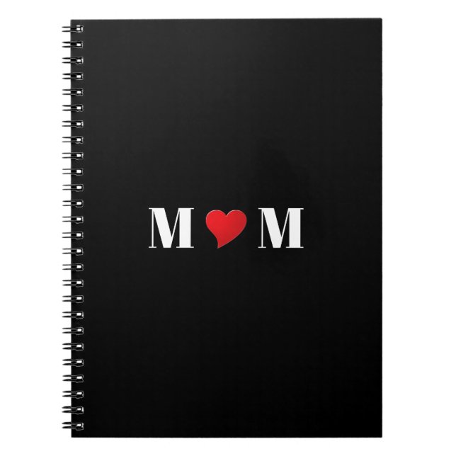 Mom red heart love black notebook or journal (Front)