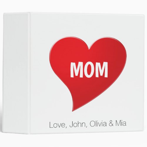 Mom red heart modern graphic custom cute Recipe 3 Ring Binder