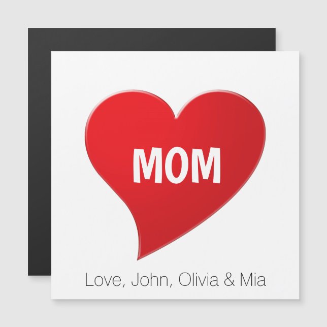 Mom red heart modern graphic custom magnetic card  (Front/Back)