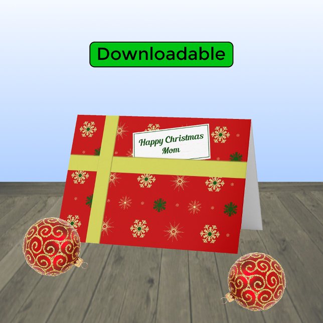 Mom red parcel modern christmas holiday card (Creator Uploaded)