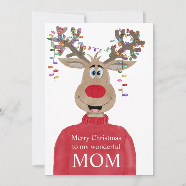 Mom Reindeer Christmas Customizable Holiday Card (Front)