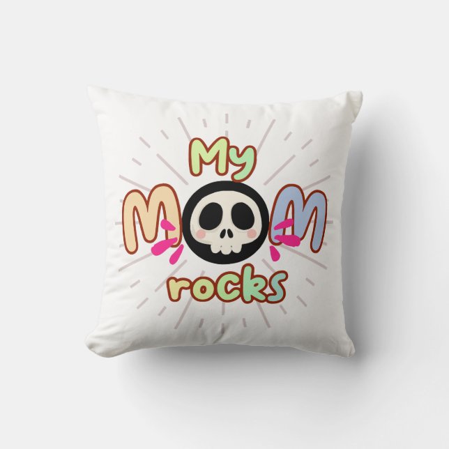 Mom Rock Throw Pillow (Front)