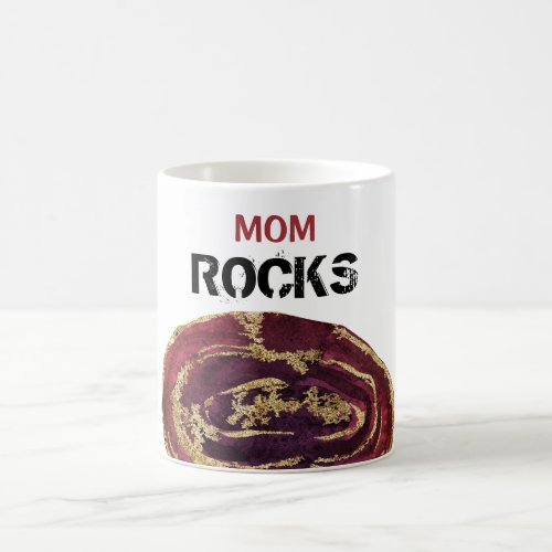  MOM Rocks Agate Gold Glitter Stone Lapidary Coffee Mug