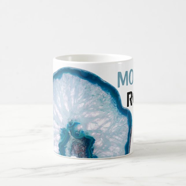 *~* MOM ROCKS Lapidary Stone Blue Agate Coffee Mug (Center)