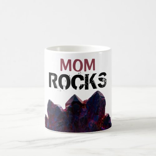  MOM ROCKS Purple Crystals Stones Lapidary Coffee Mug
