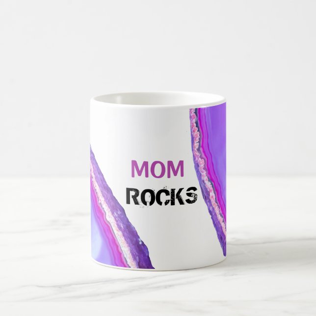 *~* MOM ROCKS Stones Crystals Lapidary Agate Coffee Mug (Center)