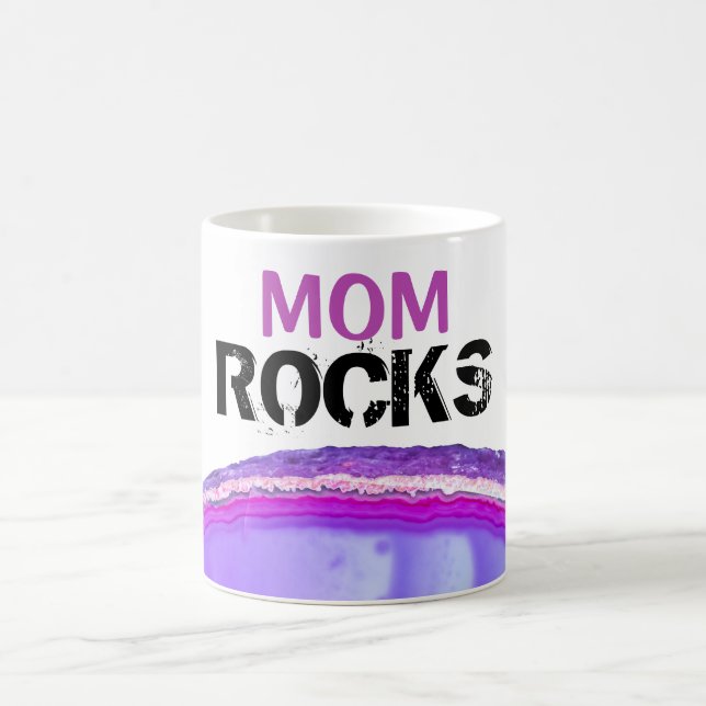 *~* Mom Rocks Stones Lapidary Agate Slab Coffee Mug (Center)