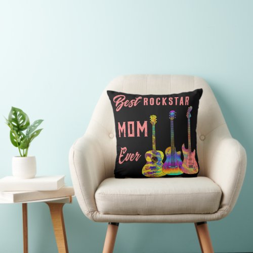 Mom Rockstar Quote  Throw Pillow