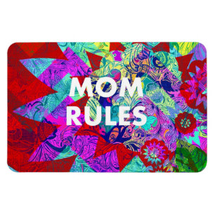 MOM RULES Colorful Floral Mothers Day gifts Magnet