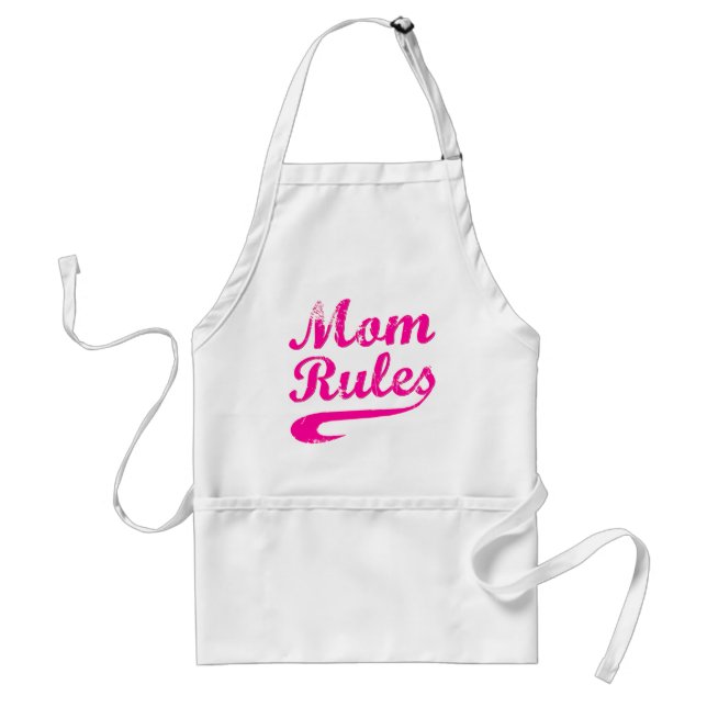Mom Rules Funny Saying Adult Apron (Front)