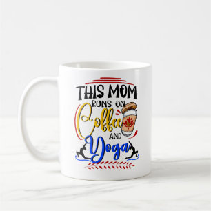 Mom Runs on Coffee and Yoga, Funny Mother's Day Mug