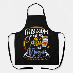 Mom Runs on Coffee and Yoga, Modern Script Lotus Apron