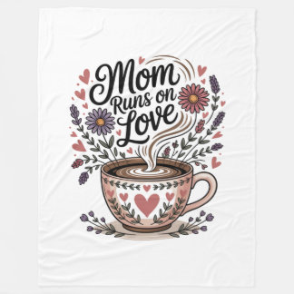 Mom Runs On Love Fleece Blanket