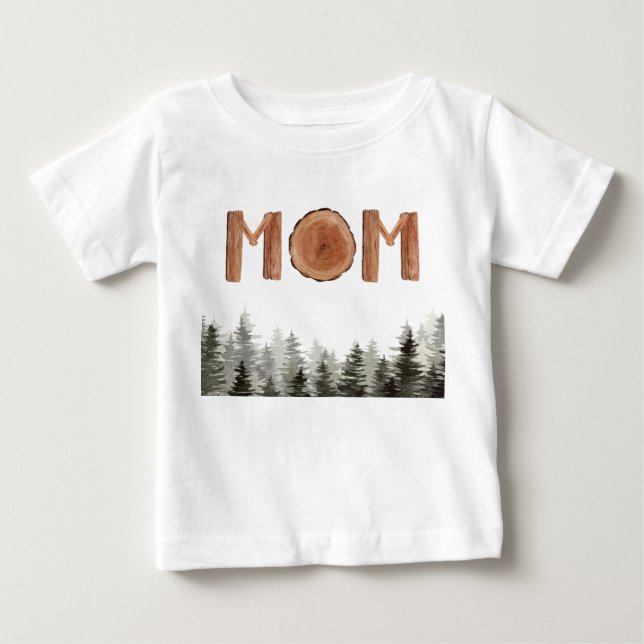 Mom Rustic Green Trees Baby T-Shirt (Front)