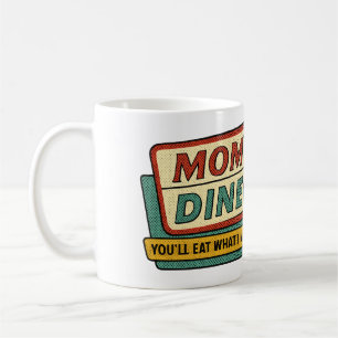 Mom’s Diner Retro Sign – 1950s Halftone Humor Coffee Mug