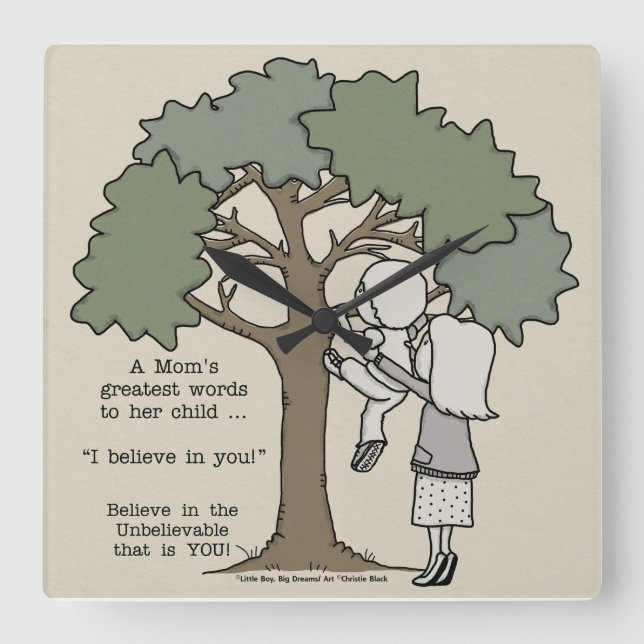 Mom’s Greatest Words Square Wall Clock (Front)