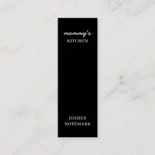 Mom’s Kitchen Modern Black Recipe Bookmark Mini Business Card