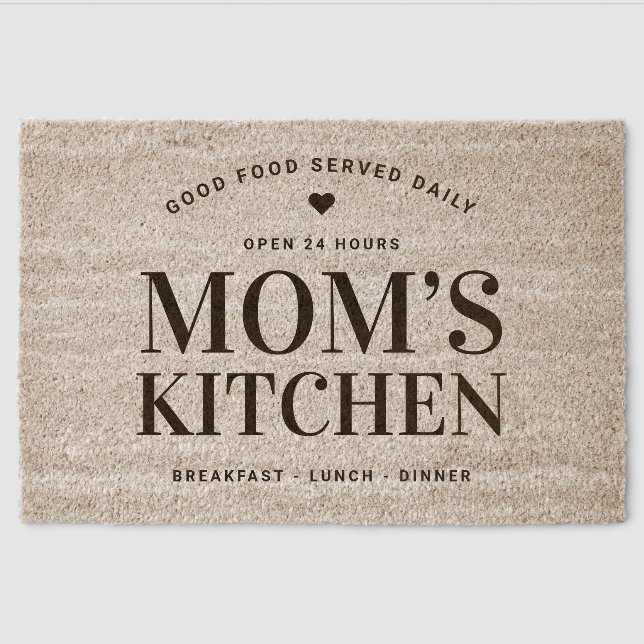 Mom’s Kitchen Open 24 Hours Personalized  Fiber Doormat (Front)