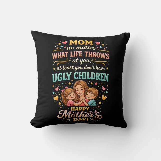 Mom’s Laughing Love Throw Pillow (Front)