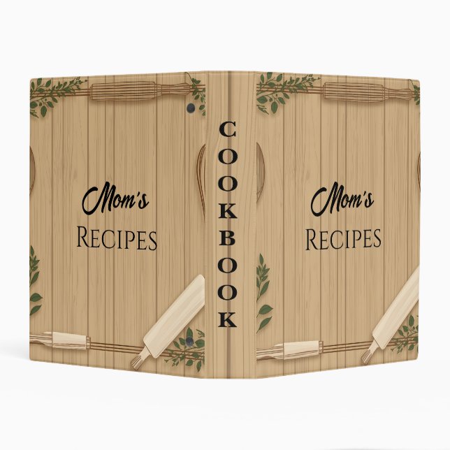 Mom’s Rustic Kitchen Recipe Layout Editable Mini Binder (Background)