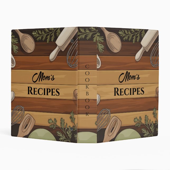 Mom’s Rustic Kitchen Recipe Layout Editable Mini Binder (Background)