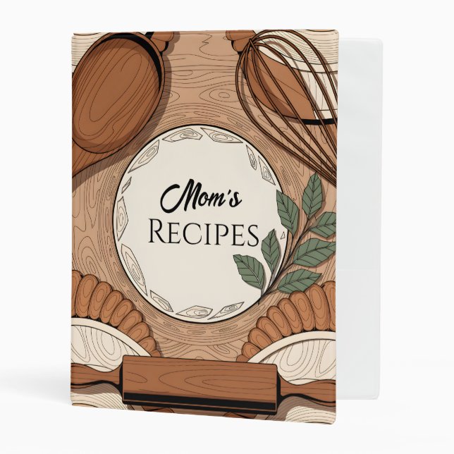 Mom’s Rustic Kitchen Recipe Layout Editable Mini Binder (Front/Inside)