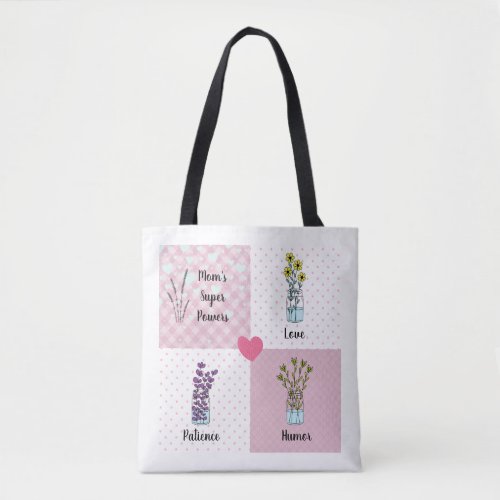 Moms super power charming floral pink tote bag