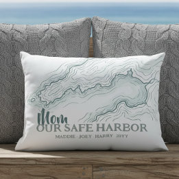 Mom Safe Harbor Topographic Map Coastal Heritage Outdoor Pillow