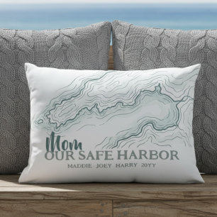 Mom Safe Harbor Topographic Map Coastal Heritage Outdoor Pillow
