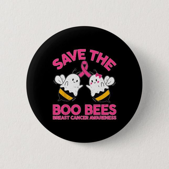Mom Save The S Breastees Breast Cancer Funny Hallo Button (Front)
