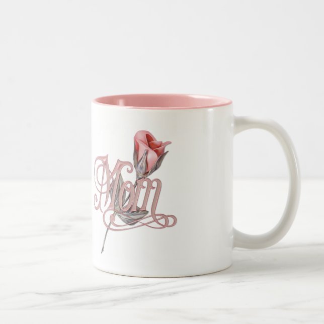 Mom Script and Rose Two-Tone Coffee Mug (Right)