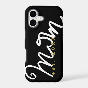 Mom Script Est. Year Keepsake Black White Gold iPhone 17 Case