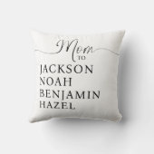 Mom Script Personalized Kids Names Mother's Day Throw Pillow (Back)