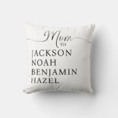 Mom Script Personalized Kids Names Mother's Day Throw Pillow (Front)