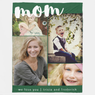 Mom Script Photo Collage Fleece Blanket