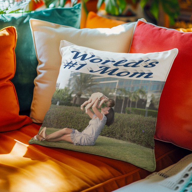 Mom sea blue photo  throw pillow (Creator Uploaded)