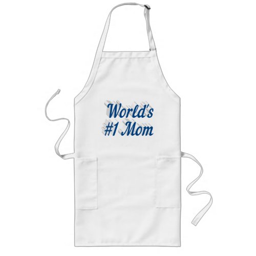 Mom sea blue text long apron