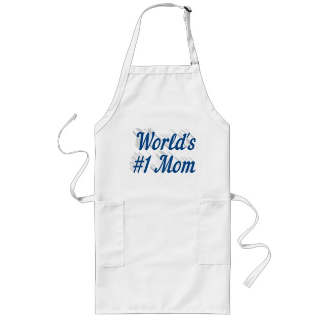 Mom sea blue text long apron (Front)