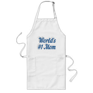 Mom Sea blue text Mothers Day Long Apron