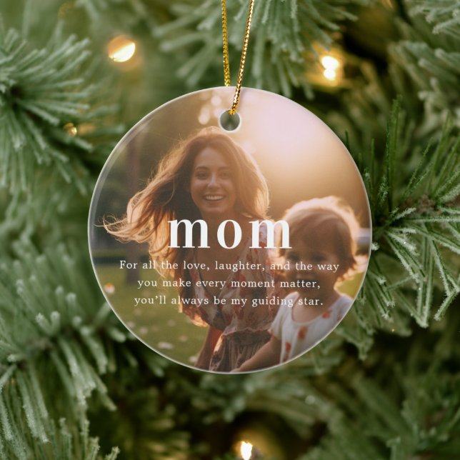 Mom | Sentimental Photo Keepsake Christmas Ceramic Ornament (Tree)