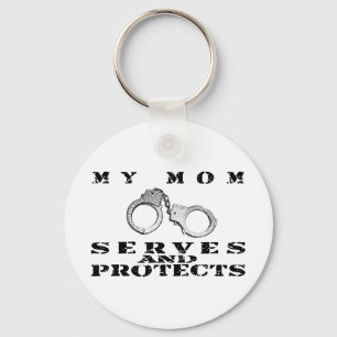 Mom Serves Protects - Cuffs Keychain