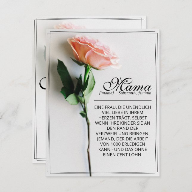 Mom – Simply Irreplaceable | Classic Card - Rose (Front/Back)