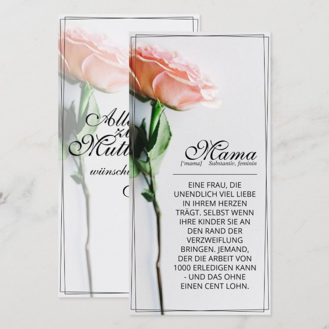 Mom – Simply Irreplaceable | Classic Card - Rose (Front/Back)