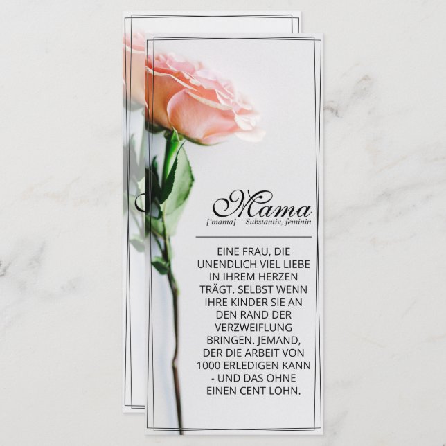 Mom – Simply Irreplaceable | Classic Card - Rose (Front/Back)