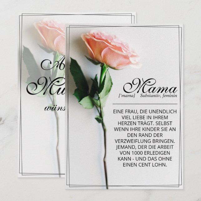 Mom – Simply Irreplaceable | Classic Card - Rose (Front/Back)