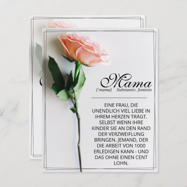 Mom – Simply Irreplaceable | Classic Card - Rose (Front/Back)